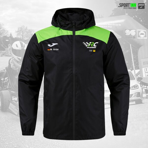 Regenjacke • Trivor II • RC Hauzenberg • Schwarz/Neongrün • mit Kapuze